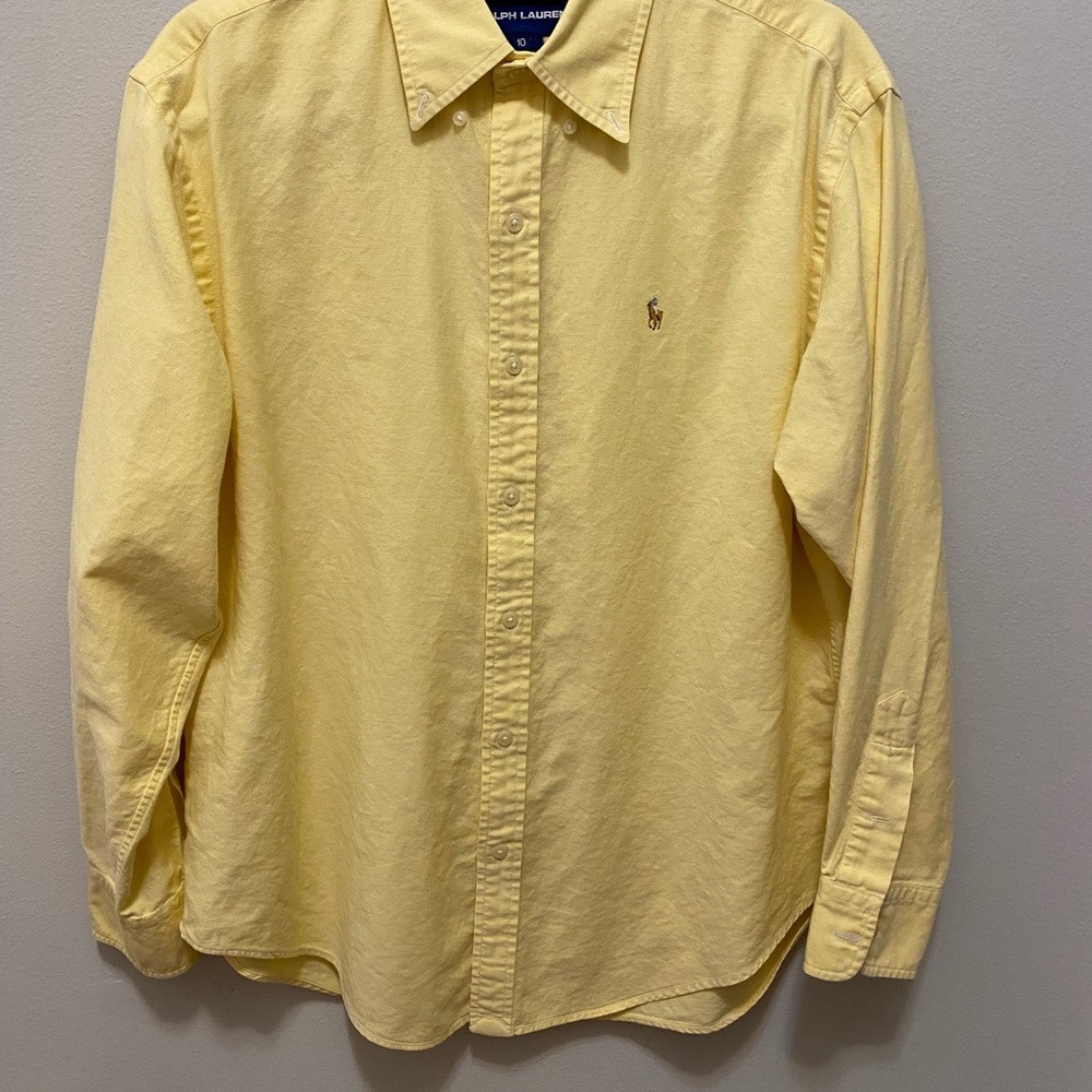 Mans Ralph Lauren pale yellow long sleeve button down shirt size 10 beau… - Picture 4 of 13
